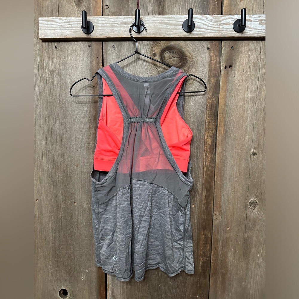 Lululemon Work The Circuit Tank in Heather Slate Gray Electric Coral Size 8 - Picture 3 of 17